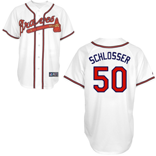 Gus Schlosser #50 Youth Baseball Jersey-Atlanta Braves Authentic Home White Cool Base MLB Jersey